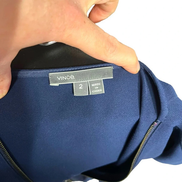 VINCE Navy Blue Zip Front Short Sleeve‎ Jumpsuit Size 2 - Picture 6 of 8